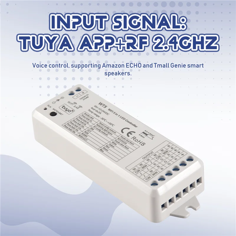 Y51A-Tuya LED Controller 5 In 1 Dimmer CCT RGB RGBW RGBWW RGBCCT Strip Smart Life Wifi 2.4G RF Remote Controller 12-24V WT5