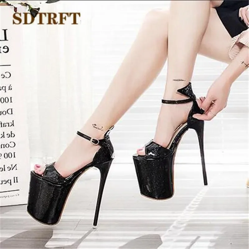 SDTRFT Crossdresser Shoes Woman Plus:34-42 43 Summer Ladies Platforms RED Pumps Sexy 20cm Thin Heels Sandals US14 15 16 Zapatos