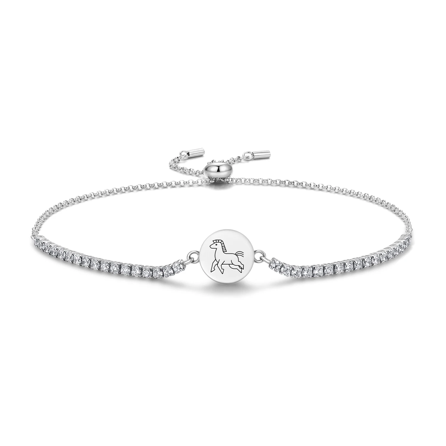 

Feng shui The Horse Bracelet 925 Sterling Silver Symbol Adjustable Tennis Zircon Chain for Women Jewelry Fashion