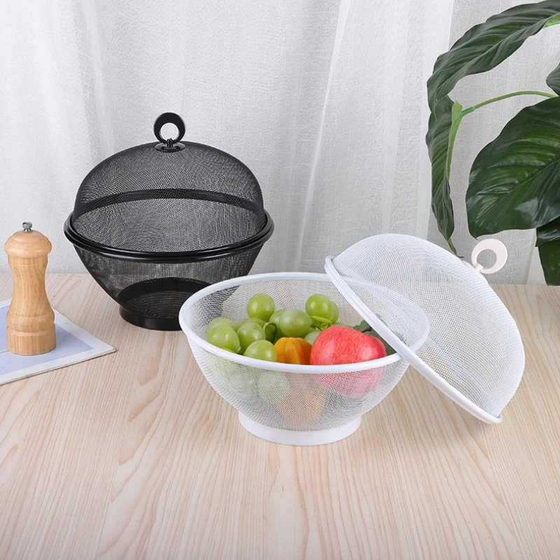 

2PCS Mesh Fruit Basket With Lid Large Capacity Food Grade Prevent Stainless Steel Kitchen Drain Basket Vegetables Fruit Holder