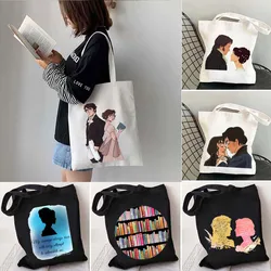 More Pride Less Prejudice Jane Austen Pride Prejudice Elizabeth Darcy Book Bennet Cartoon Shopper Canvas Tote Bag Cotton Handbag