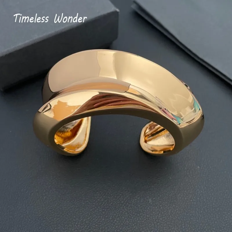 

Timeless Wonder Fancy Brass Geo Cuff Bangles for Women Designer Jewelry Punk Goth Runway Luxury Top Party Rare Statement 4526