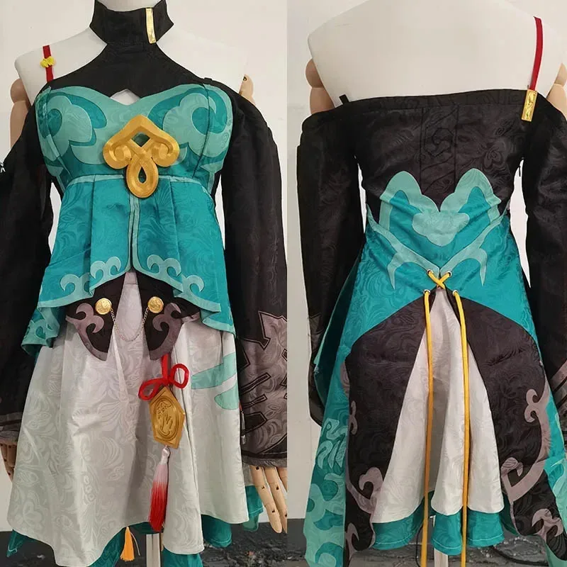 

Sky04 Textured Fabric Qingque Cosplay Costume Anime Cosplay Honkai Star Rail Qing Que Game Suit Costume Outfits Wig for Comi44Gg