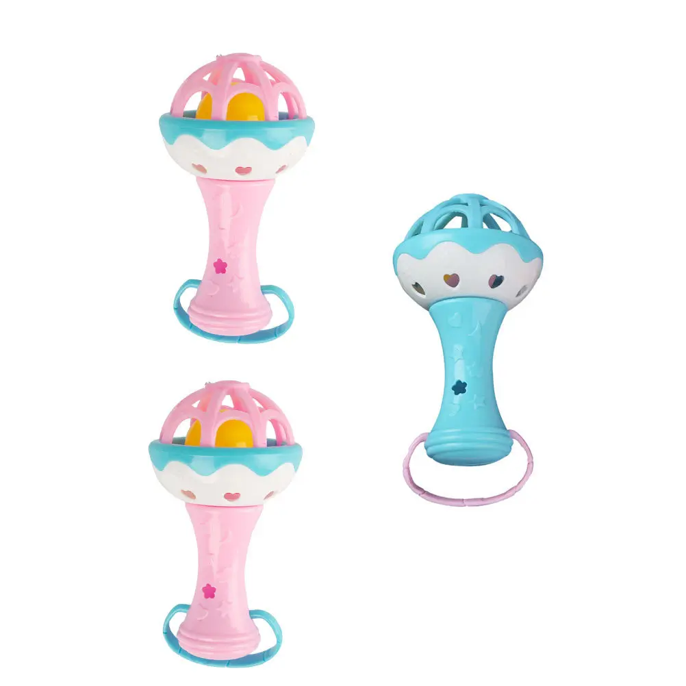 

3Pcs Infant Handbells Baby Rattles Durable Plastic Musical Early Learning Hand Jingle Bell Bright Sound Plastic Rattles