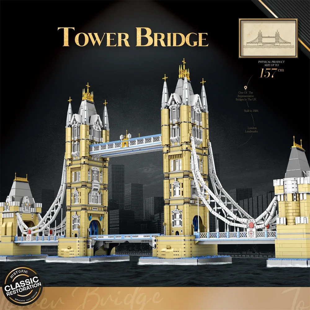 

Конструктор MOC World: Лондонский Тауэрский мост, модель здания, игрушка для детей, подарок на день рождения, Рождество, для детей и взрослых