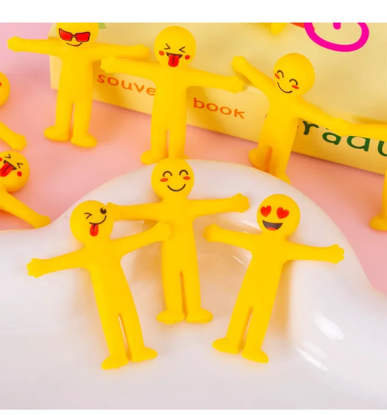 5pcs Stress Relief Toy Release Yellow Little Man Decompression Toy Mini Pull Stretch Yellow Man Pinch Joy Children\'s Toy Gifts