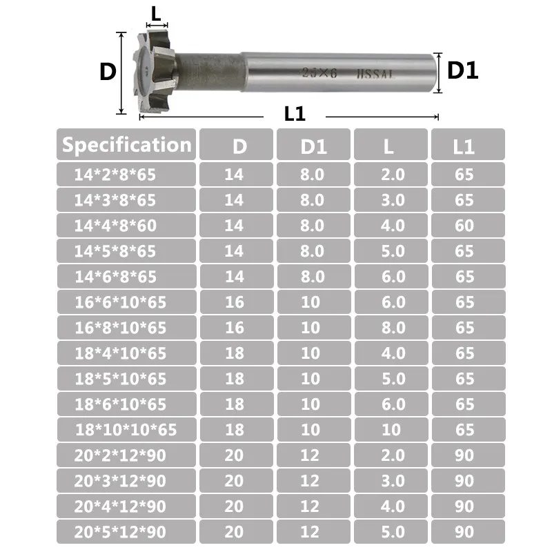 Fresadora de ranura en T HSS, herramienta de fresado CNC de 8-32mm, inserción rugosa soldada, para dureza de Metal Keyway