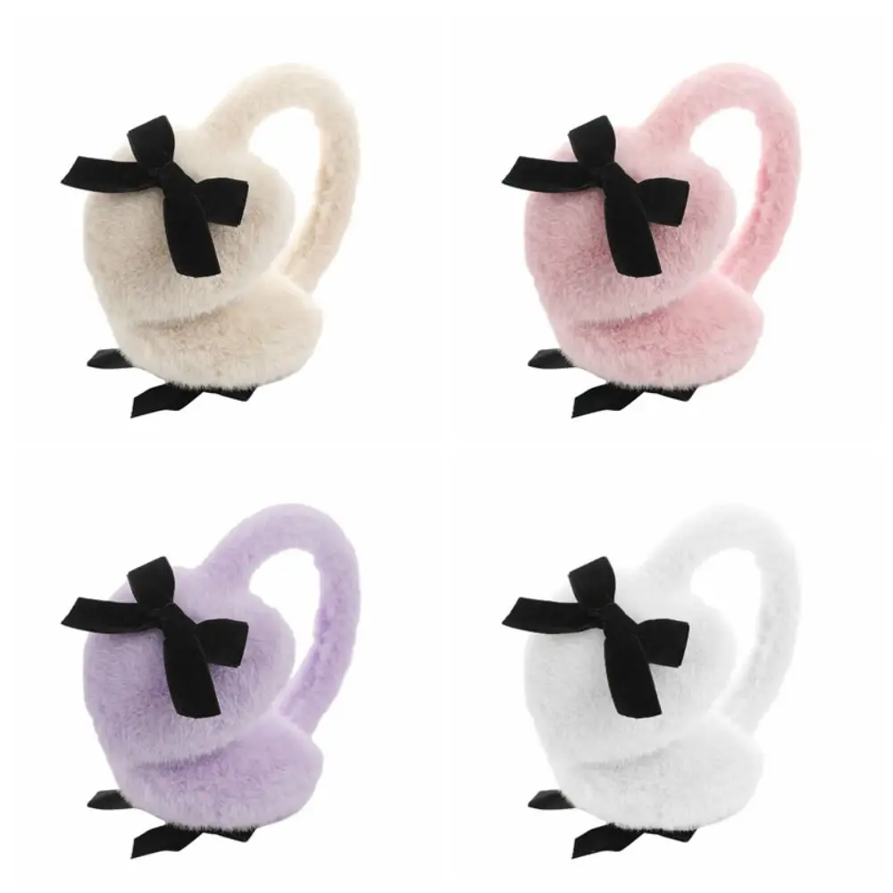 Fashion Japanese Faux Fur Plush Earmuffs JK Sweet Thicken Y2k Bowknot Earmuffs Soft Warm Windproof Winter Earflap Girl