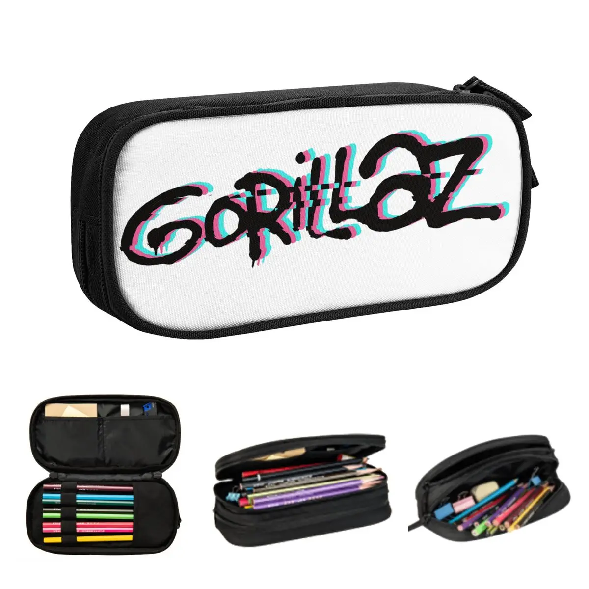 grande capacidade lapis cases com gorillaz logo pen bags lapis pouch para meninos e meninas estudantes papelaria escola e escritorio 01