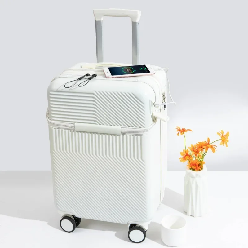 20/22 Boarding Box Travel Suitcase New Front Opening Trolley Case Large Capacity Trunk Multifunctional Student Rolling Luggage