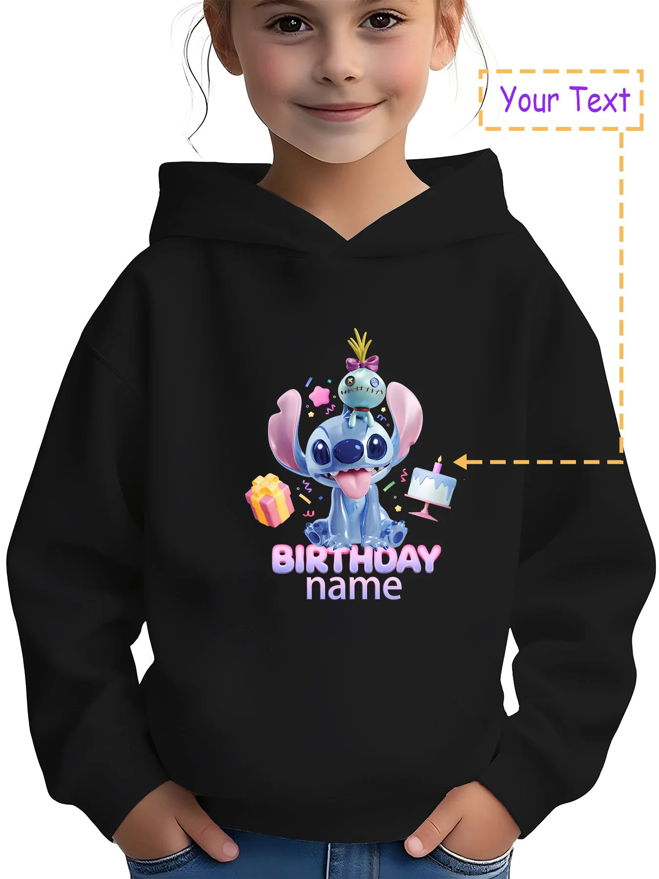 

MINISO Stitch Birthday Theme Children's Hoodie - Cute Stitch Birthday Style, suitable for birthday celebrations and casual outin