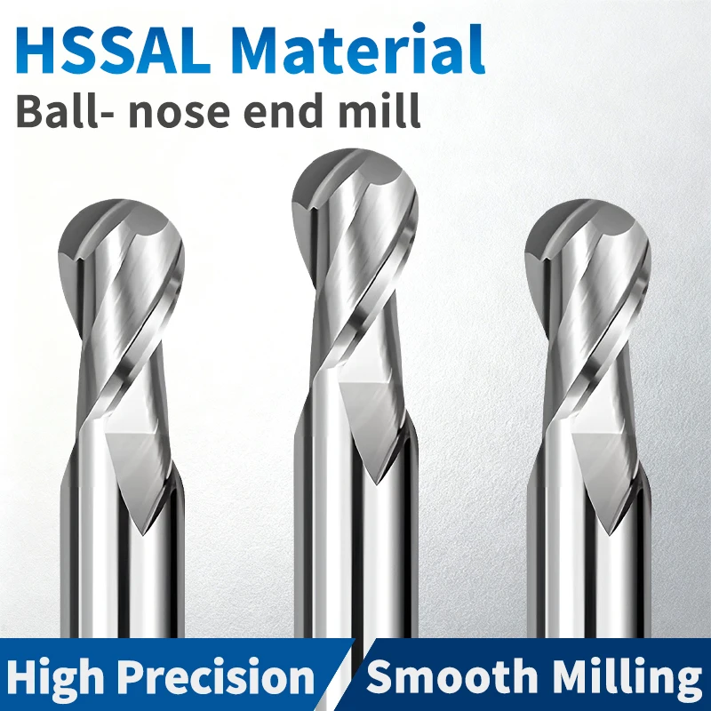 

UFS TAP 1PCS HSS Ball Nose End Mill Aluminum R0.5 R0.75 R1 R1.5 R2-R12.5 CNC Machining Cutter Radius Tool High Quality