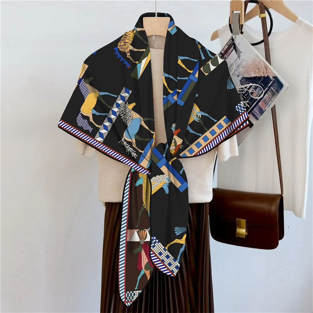 Handgerollter Schal aus 30 % Seide, 70 % Kaschmir, Damenmode, Doppeldruck, quadratische Schals, Wraps, Echarpes, Foulard, Femme, Hijab, 110 cm – Detail 17