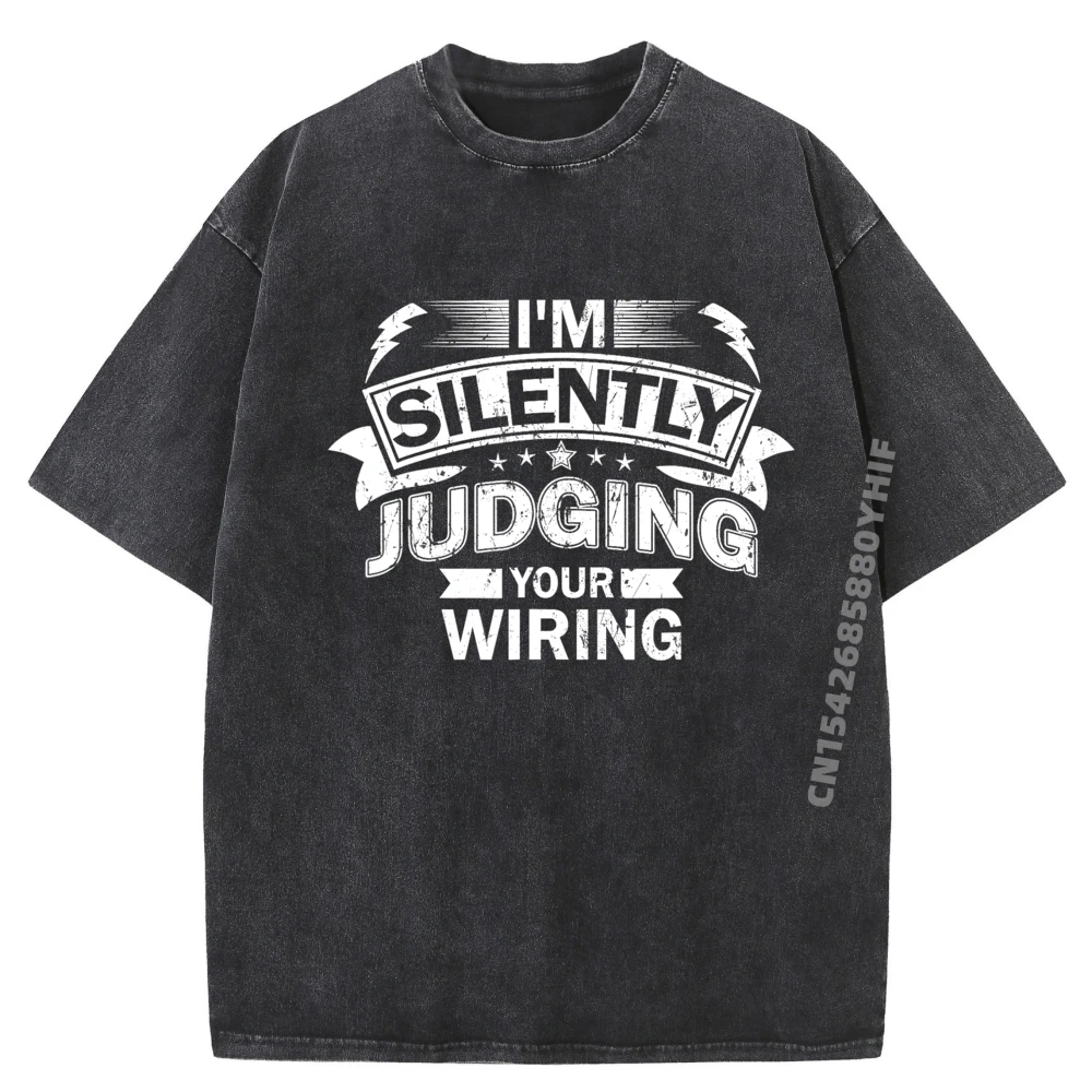 

Tops Tees Autumn Female T-shirts Men I Im Silently Judging Your Wiring Funny Tee Shirts Street Washed Clothes Hip Hop