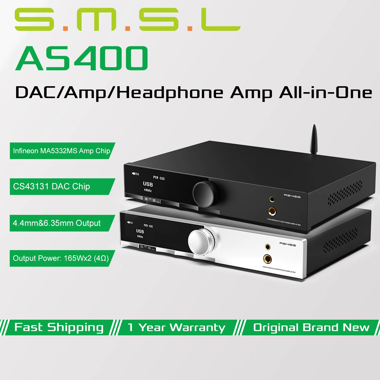 SMSL AS400 ハイレゾパワーアンプ 2.0ch 165W