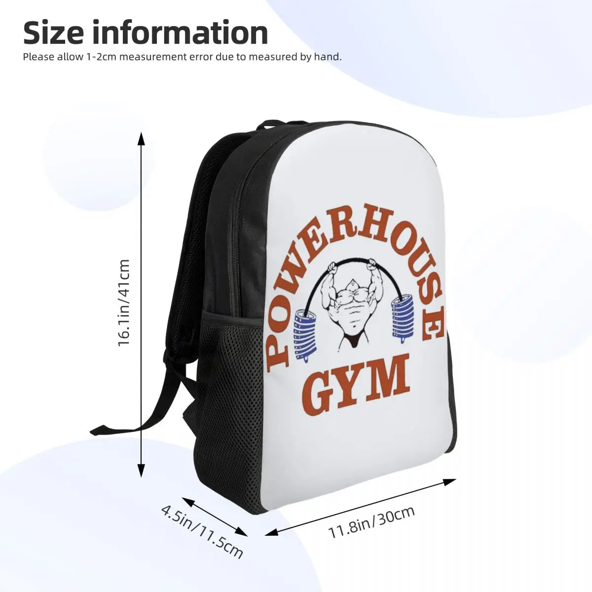 Powerhouse Gym Laptop Backpack Men Women Basic Bookbag for College School Students Fitness Building Muscle Bags