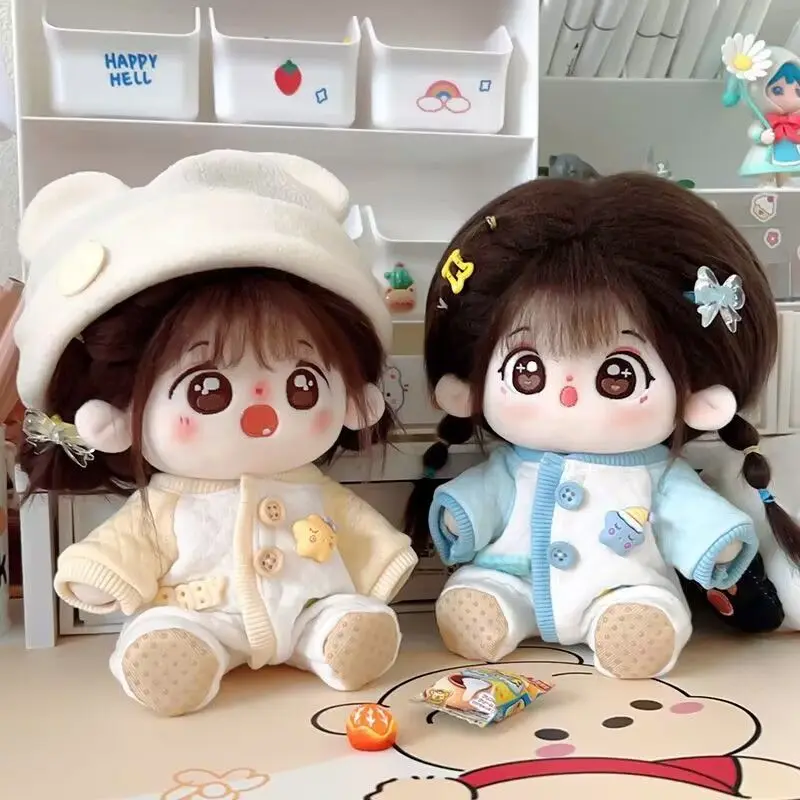 

Комплект одежды для куклы из хлопка длиной 20 см — милый цельный наряд с подходящей шляпой, комплект одежды из двух предметов для плюшевых и мягких кукол