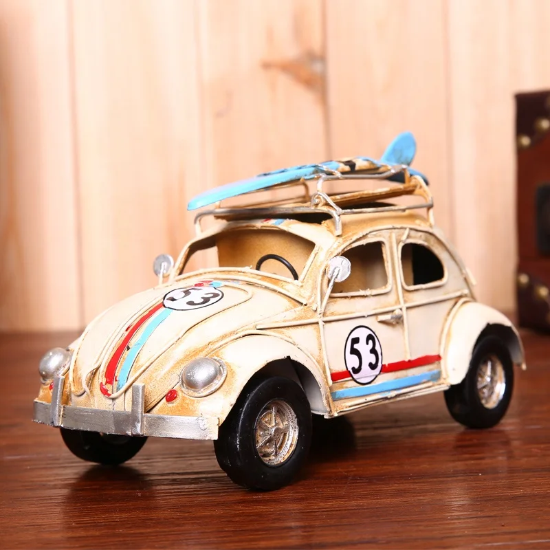 

Classic handmade retro car model ornament iron crafts vehicle figurine retro car photo frame pen holder children's gift