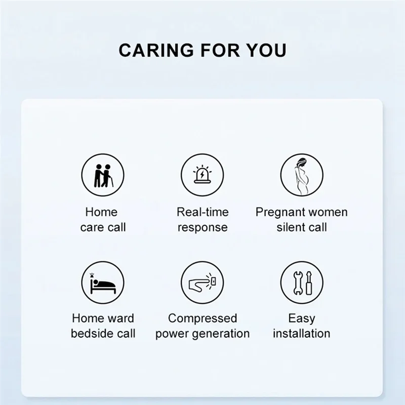 A45U 433 Mhz Self-Generating Wireless Doorbell 38 Ringtones Dingdong Doorbell Elderly Pager For Smart Home