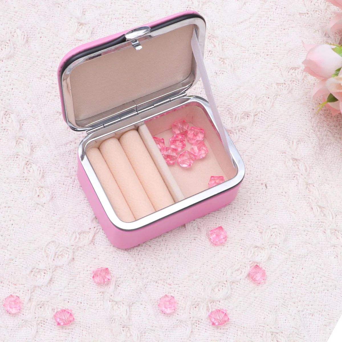 

Mini Jewelry Case Portable Storage for Earrings Necklace Ring with Soft Lining Protection Compact Design Fashion Decorative