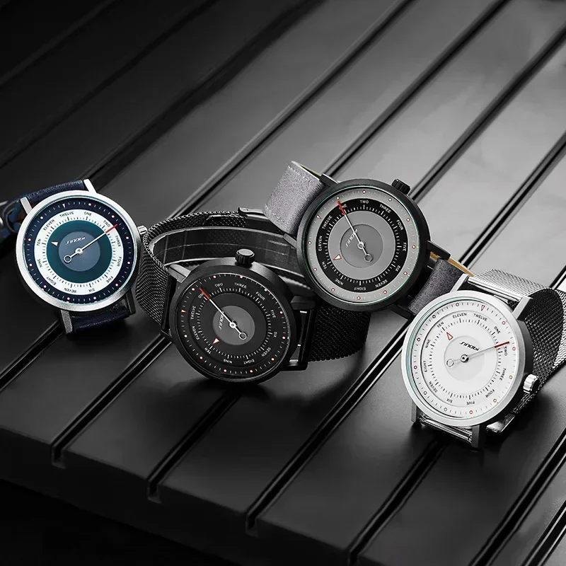 2025Orologio da uomo bussola creativa da uomo orologio da studente con ago singolo cinturino in maglia orologio al quarzo da uomo 9809