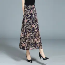 Falda plisada de cintura alta para mujer, falda holgada con estampado Vintage, línea A, informal, combina con todo, primavera y verano