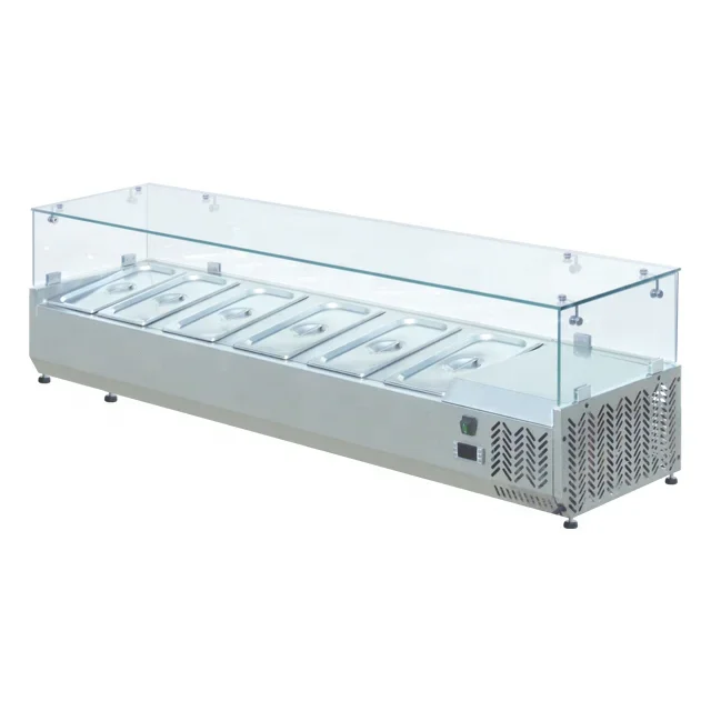 Commercial Stainless Steel Countertop Mini Buffet Glass Refrigerated Display Cooler  Containers Salad Bar