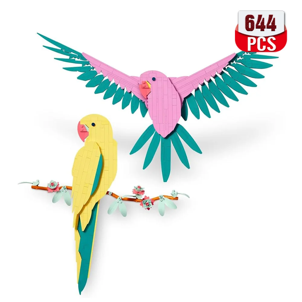 Creative Art The Fauna Collection Macaw Parrots Building Blocks 31211 Wall Artwork for Living Room or Home Office Decor Toy Gift