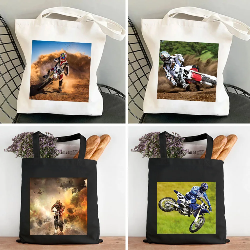 Moto Speed Drift Dust Helmet Racer Racing Sports motociclista Canvas Shoulder Shopper Totes Bags Shopping Handbags