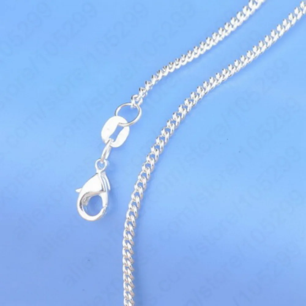 Hot Sale Popular Nice Flat Curb Chains Necklace With Lobster Clasps 925 Pure Sterling Silver Woman Girls Jewelry 10PCS