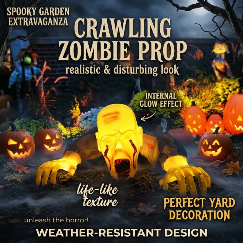 Estatua de Zombie LED con Brazo de Esqueleto y Rostro Terrorífico, Perfecta para Casa Embrujada, Decoración de Halloween, Cementerio, Exterior, Espeluznante