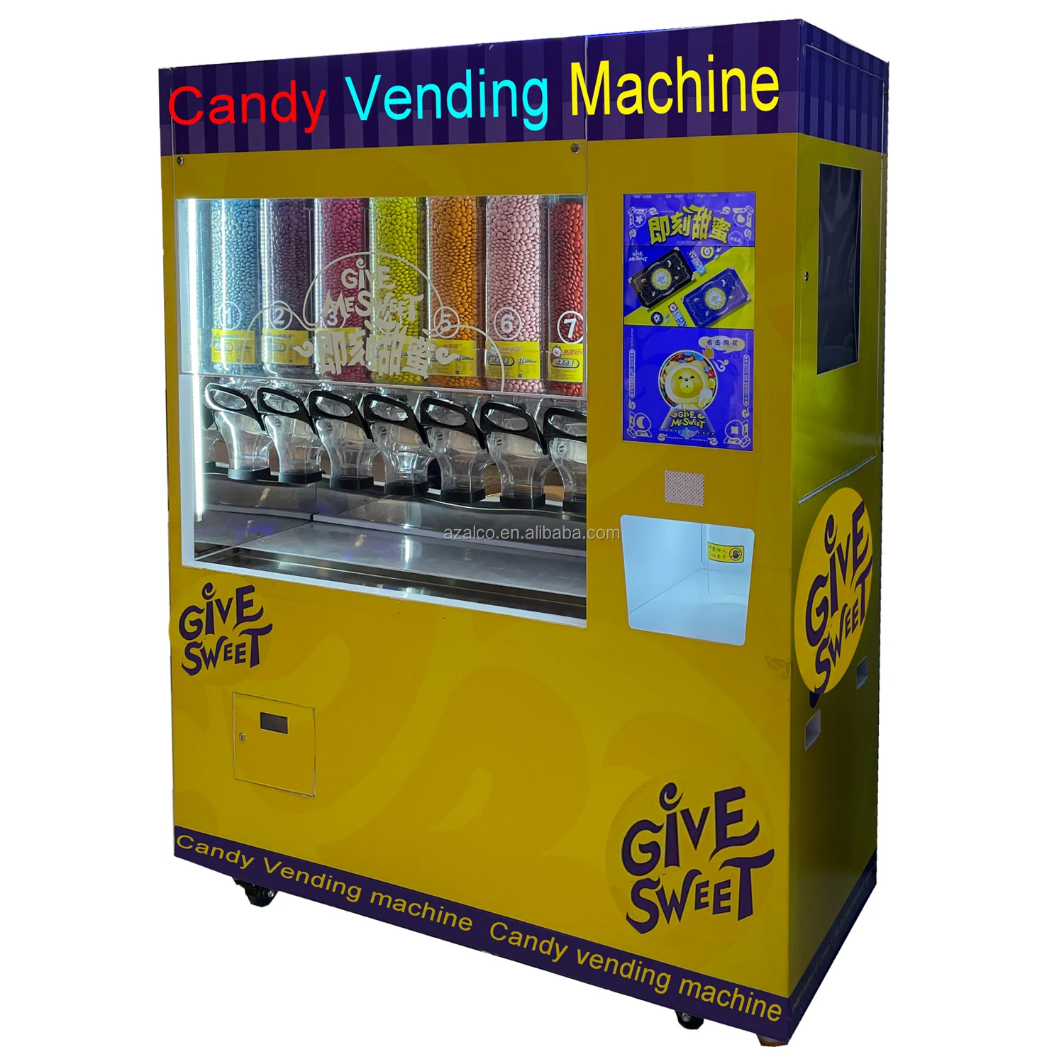 система автоматическая доставка, не нужно собирать чашкиИнтеллектуальный торговый автомат Candy с оплатой банкнот с монетами