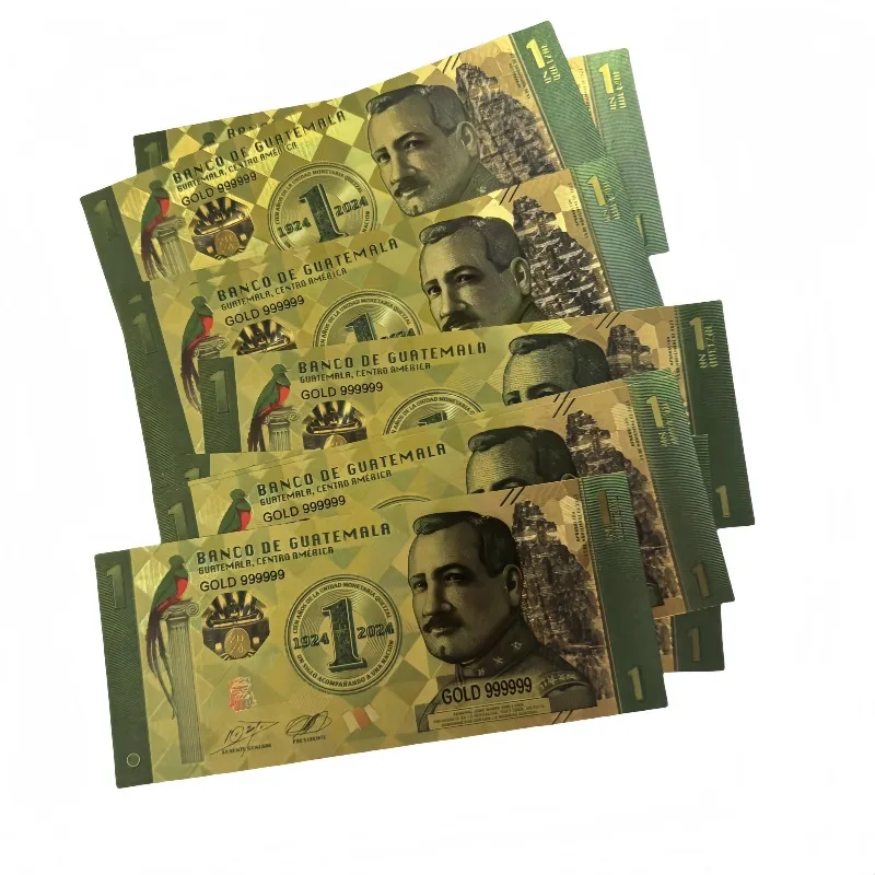 10 unids/lote bonita billete de billete de Guatemala chapado en oro de 24 quilates para colección