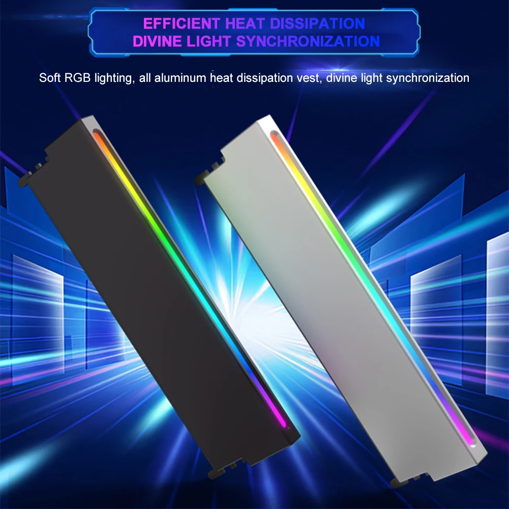 Memory Module Heatsink 5V 3PIN ARGB AURA Sync Aluminum Alloy Memory Module Cooler DDR3 DDR4 DDR5 for Desktop Computer PC Memory