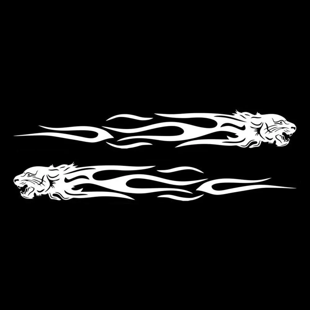 Creative 2Pcs Flame Reflective Decals Stickers for Car and Motorcycle PET Material Automotive Decorative Accessories