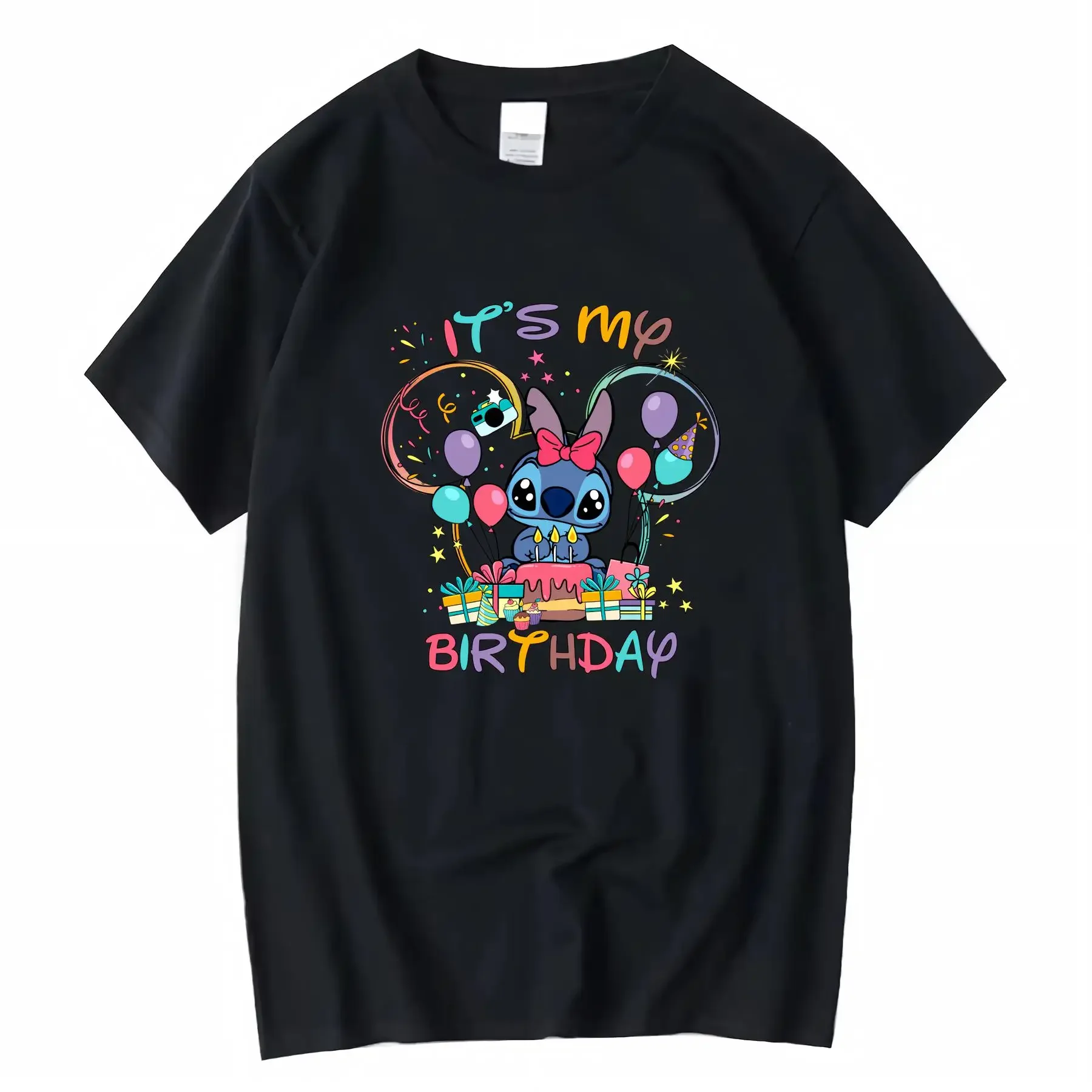 

Футболка для вечеринки по случаю дня рождения, дизайн ушей Микки, счастливый для женщин, винтажная стираная слегка уличная одежда, дизайнерская одежда унисекс