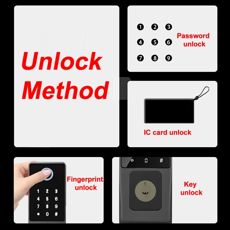 Outdoor Waterproof Fingerprint Lock Electric Rim Locks Fingerprint Password IC Card Key Unlock Intelligent Door Lock