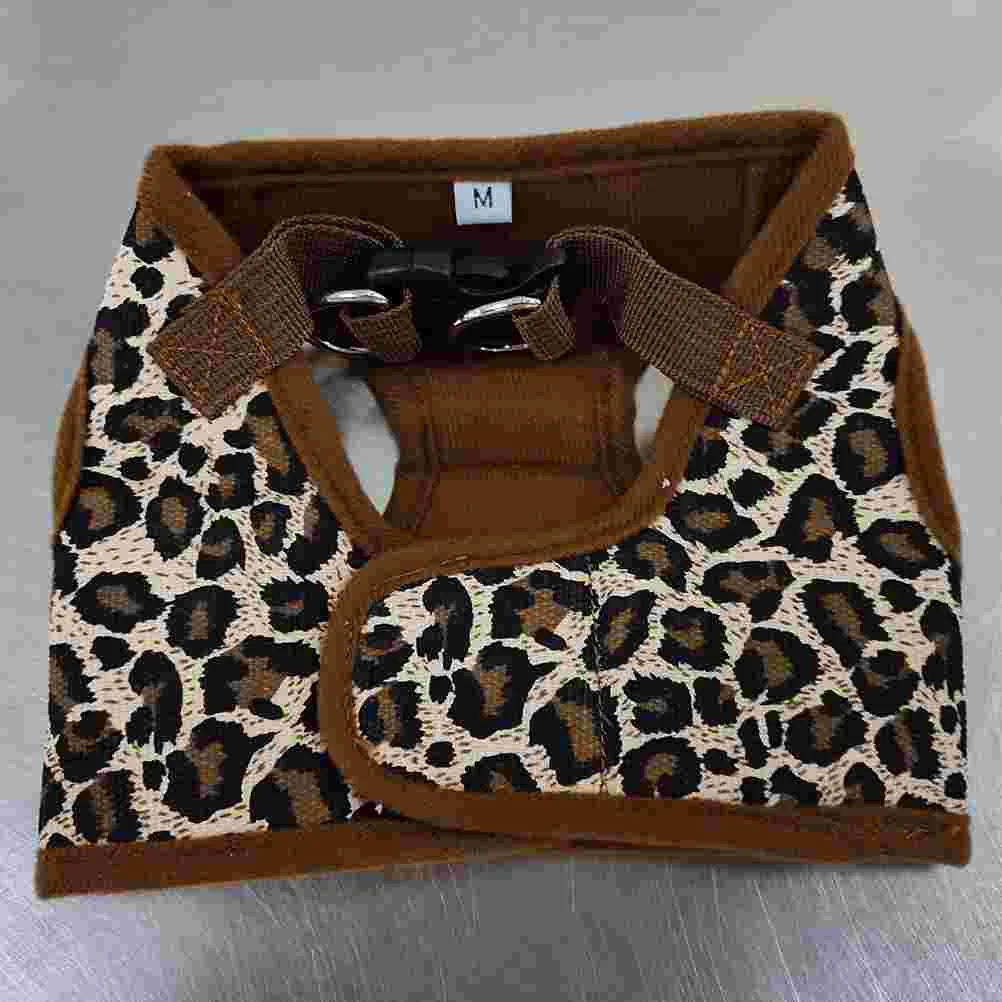 Pet Dog Canvas Chest Harness Vest - Size M (Leopard Print)