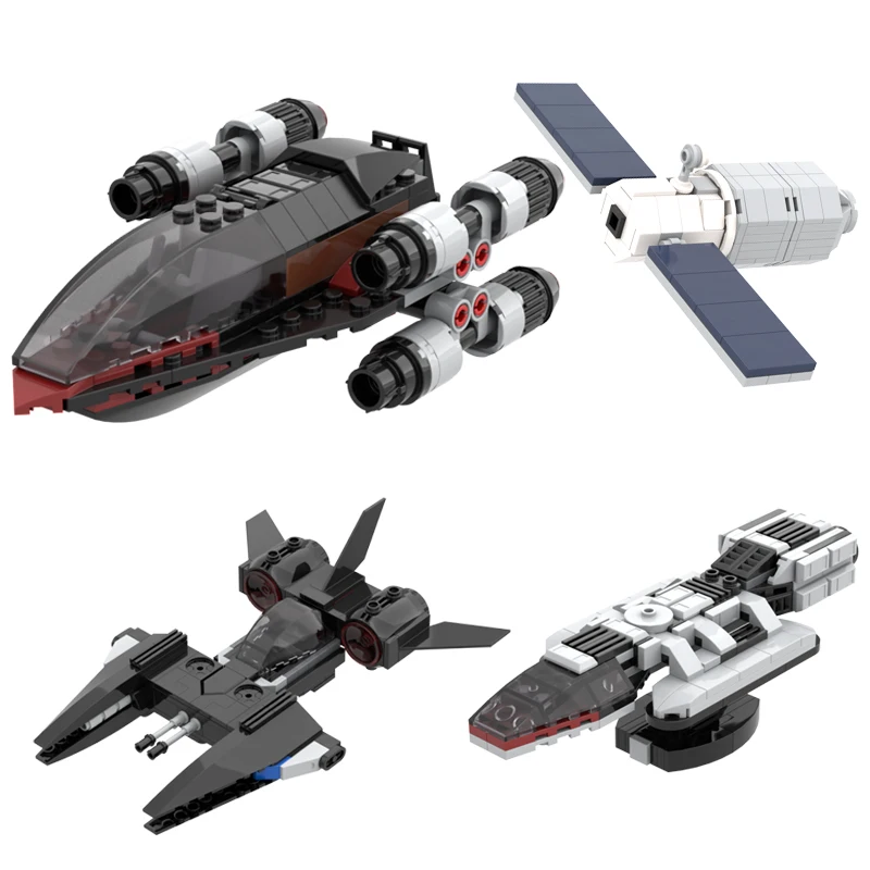 

Space Series Building Block Spacecraft Aircraft Model Kit MOC Interstellar Warfare Fighter Jets Satellite Collection Gift Toys