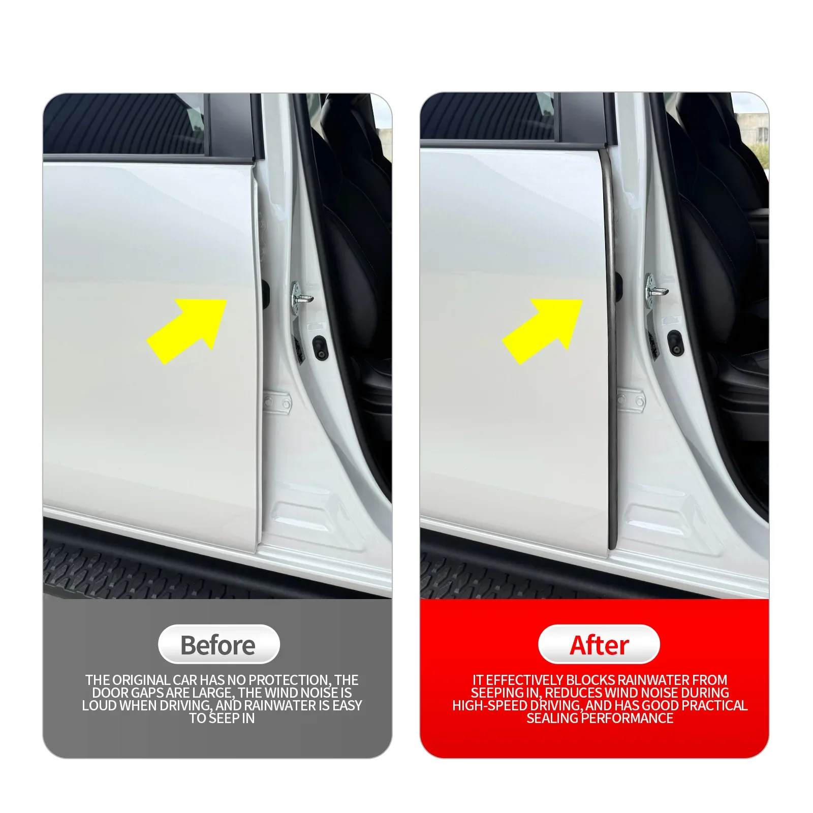 For Toyota Hilux 2026 Car B-Pillar Sealing Strip Central Column Door Sound Insulation Dustproof Waterproof Rubber Seal Strips detail image 2