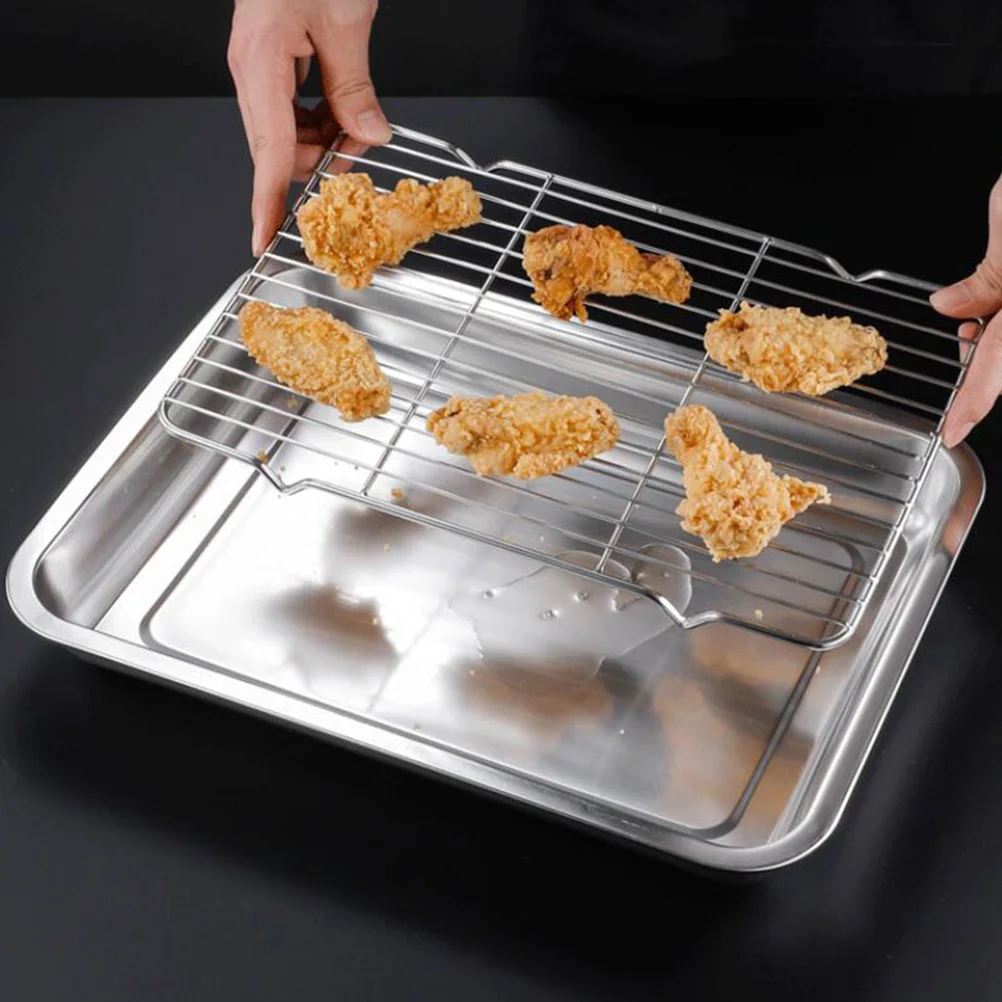 

1Set Stainless Steel Grater Plate Kitchen Draining Board Practical Household Grating Tray Thickened Silver