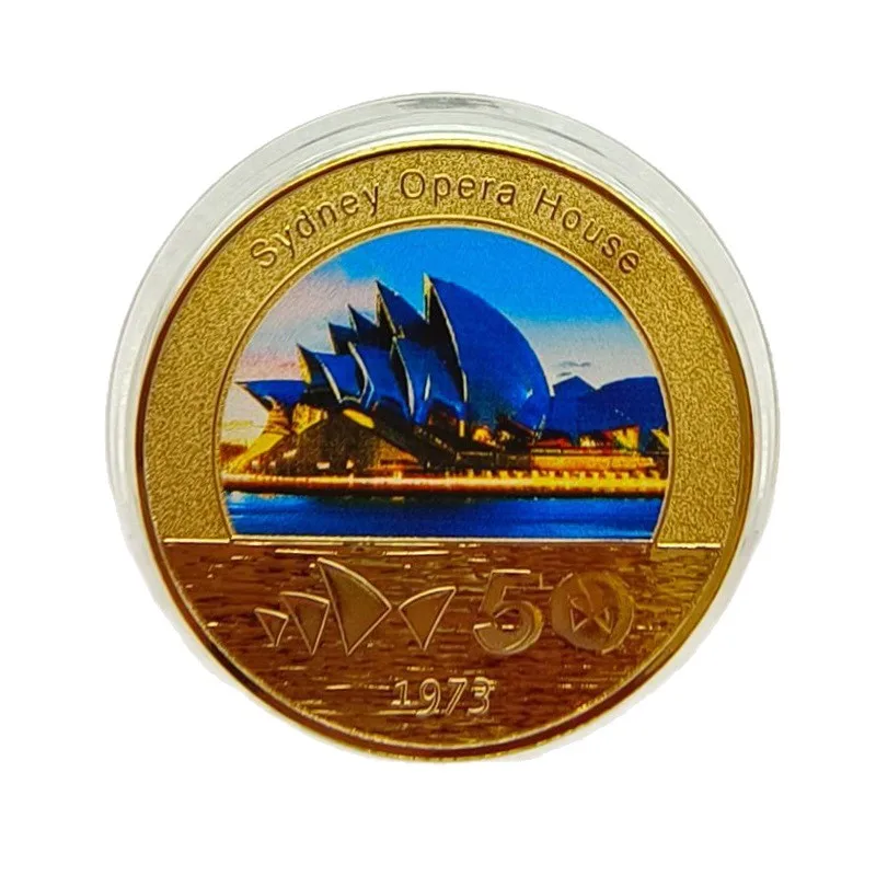 Монета «Оперный Сидней» Австралии — красочный металлический сувенир на 50-летний юбилей, уникальная иностранная валюта для коллекции
