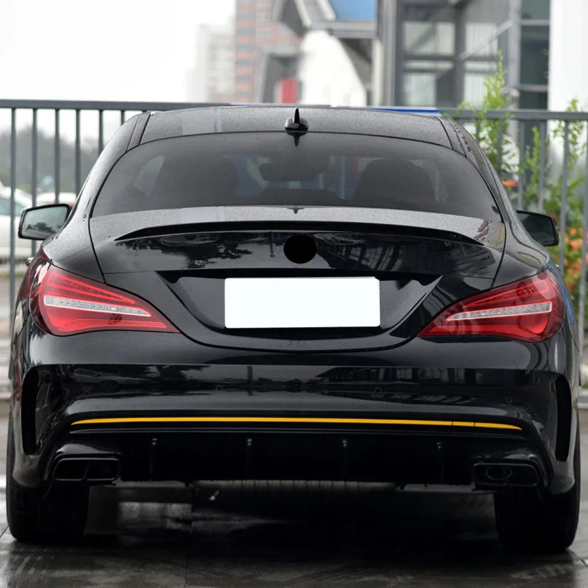 لمرسيدس بنز CLA W117 C117 ألياف الكربون لمعان أسود خلفي سبويلر الجذع الجناح 2013-2019