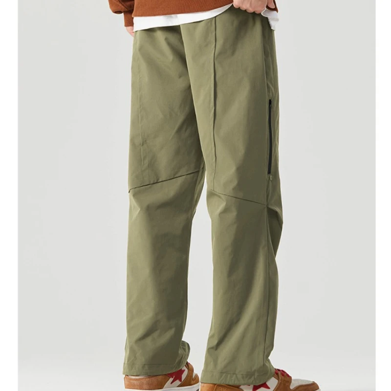 Pantalones de trabajo de pierna recta para hombre. Pantalones largos casuales al aire libre en colores sólidos, con puños ajustables para uso diario de ocio.