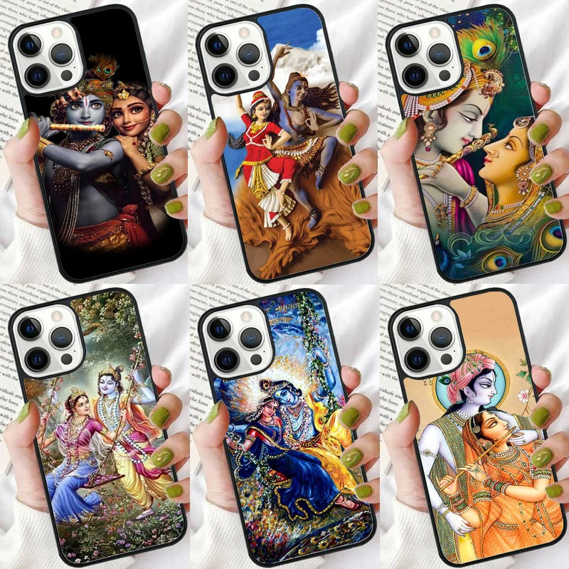 Lord Krishna Radha Phone Case For iPhone 16 15 14 plus XR XS 11 12 13 Pro max Soft Bumper Shell Cover coque