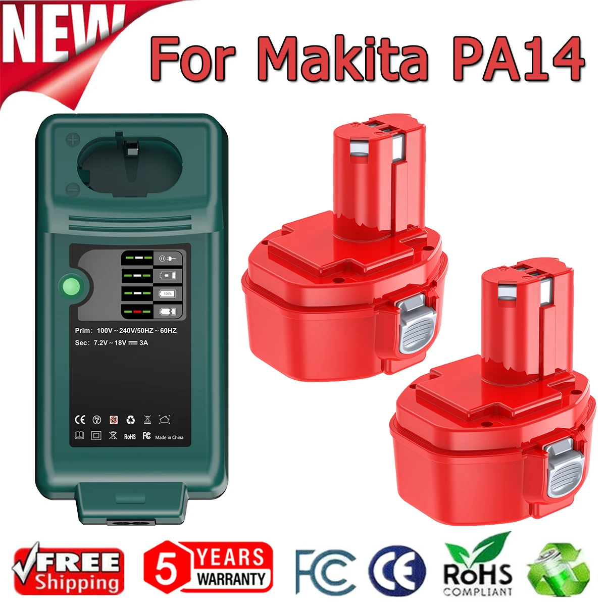 

PA14 3.5Ah/4.0Ah Ni-MH Replacement Rechargeable Battery For Makita 1420 1422 1433 1434 1435 192600-1 193985-8 Power Tool Battery