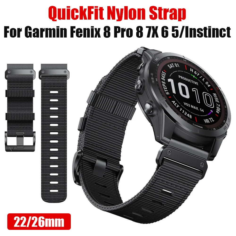 QuickFit 22mm 26mm Nylon-Sportarmband für Garmin Fenix 8 Pro 8 7X 6 5Plus/Enduro 3/Instinct 2X Ersatzarmband Uhrenband