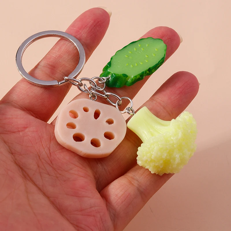 Cute Resin Simulated Vegetable Keychain Fruit Food Key Ring Pendant for Women Girls Handbag Pendants DIY Handmade Jewelry Gifts