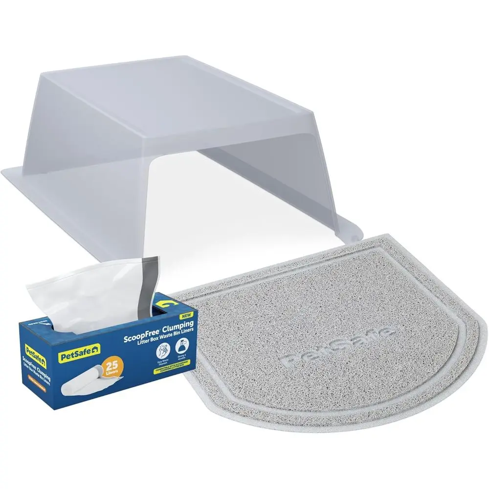 

Automatic Clumping Cat Litter Box with Hood, Waste Bin Liners, and Litter Mat for Easy Cleanup and Tracking, Medium Size
