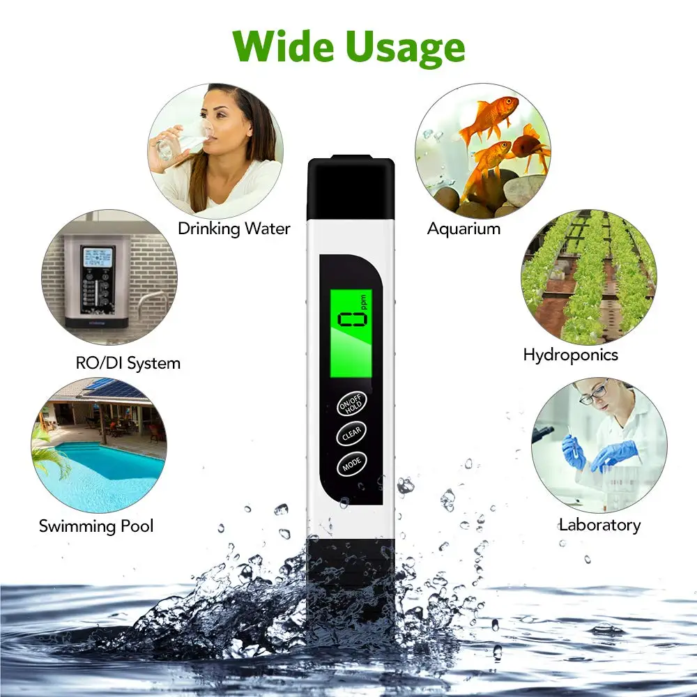 Digital LCD TDS EC Meter Pen Water Quality Tester For Aquarium Pool Automatic Calibration Water Purity Test Temperature Meter